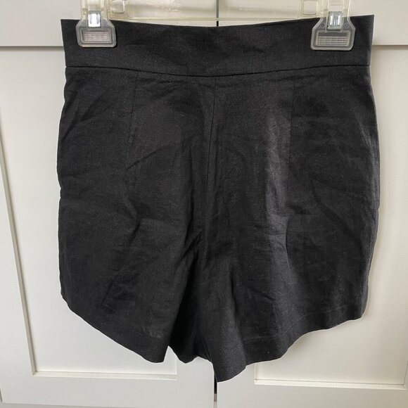 Deluc Vieru Hi Waisted Linen Blend Shorts w Front Flap Pockets Black Sz S NWT - Picture 6 of 10